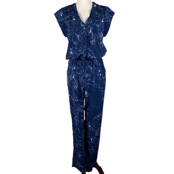 Sam Edelman Blue/White Marbled Jumpsuit - Picture 1 of 14